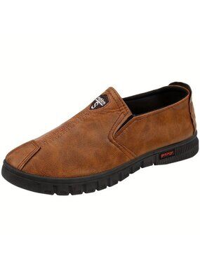 Mens Brown Casual Slip On Shoes Size 43 Comfort Walking Loafers New
